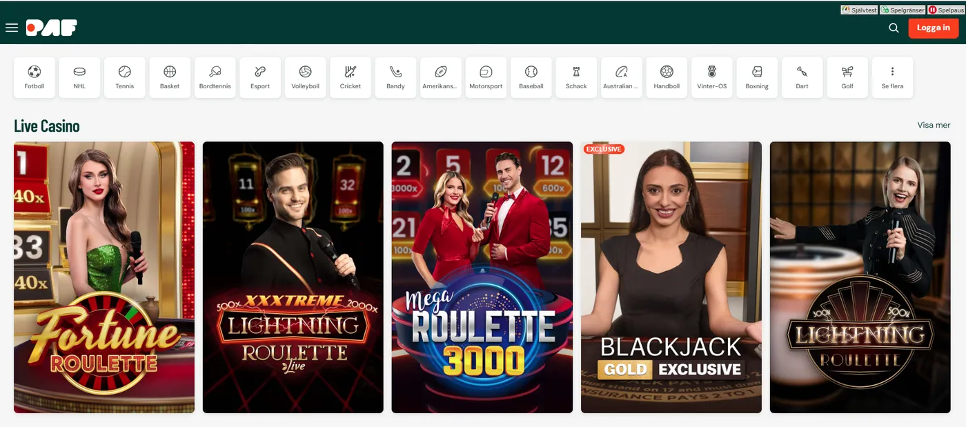 Live casino och spel med riktiga dealers